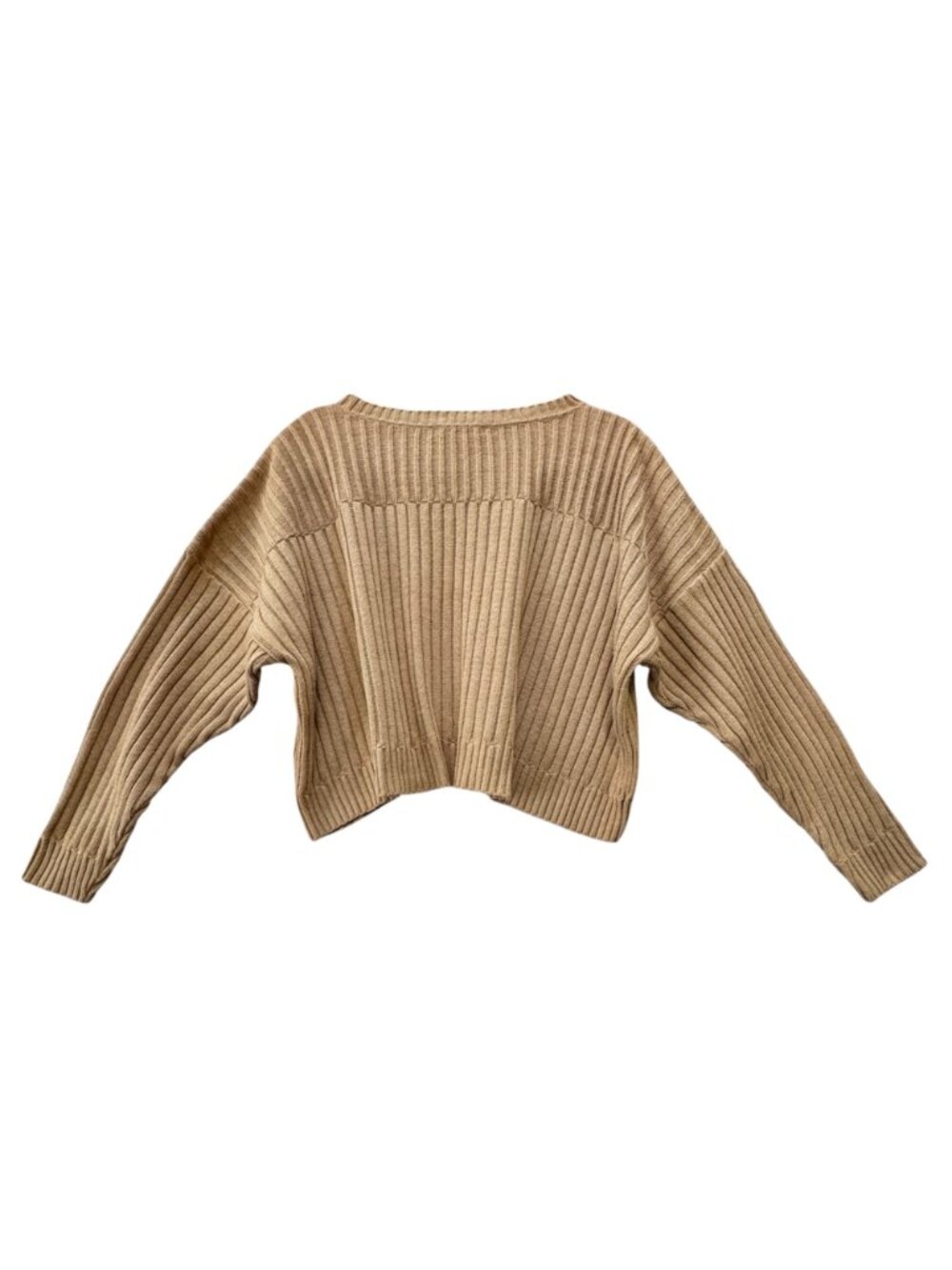 Vintage 90s Judd Heller Cropped Sweater L Tan Viscose Quiet Luxury Made in Franc - Picture 4 of 7